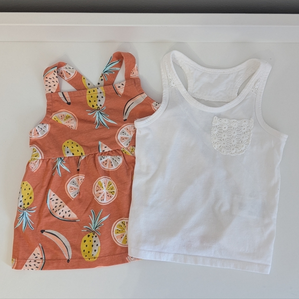 OshKosh B'gosh Orange and White Tank Top Set Size 18 Months